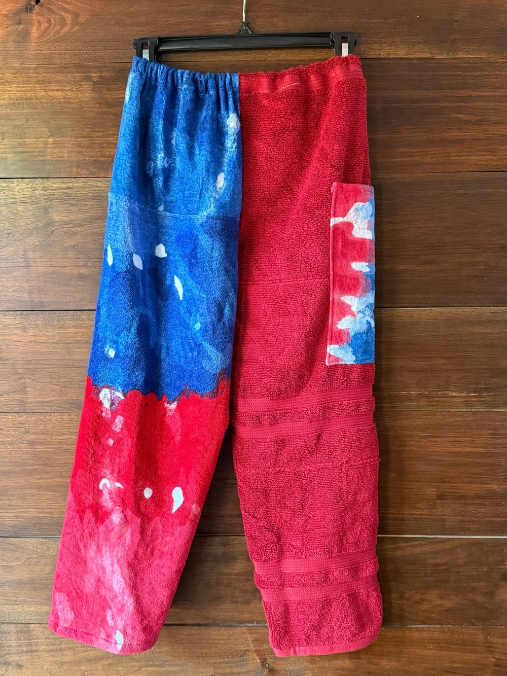 Towel pants red white and blue tie dye